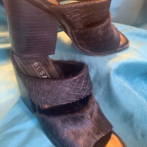 Sol Sana Black Textured Mules with Block Heel